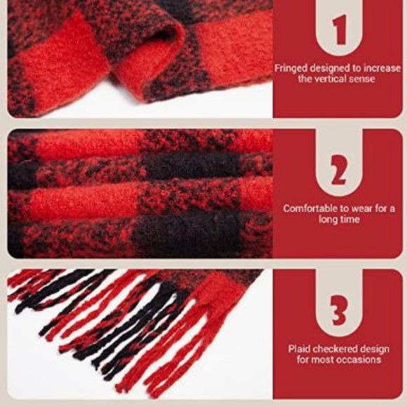 Warm Scarf Long Plaid Soft Scarves Oversized Winter Fashion Thick Shawl Wrap - Picture 3 of 7